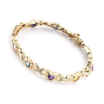Yellow Gold Heart-Shaped Multi-Color Nine Stone Bracelet (5.85 cts.tw)