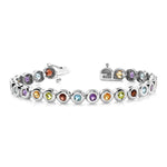 Sterling Silver Multi-Gemstone Tennis Bracelet (6.0.cts.tw)