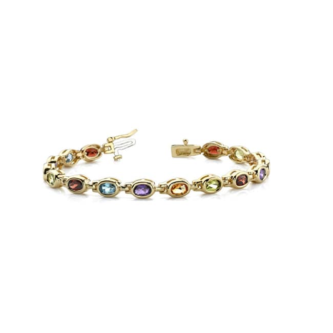 14k Gold Oval Semi Precious Bracelet (6.40.cts.tw)
