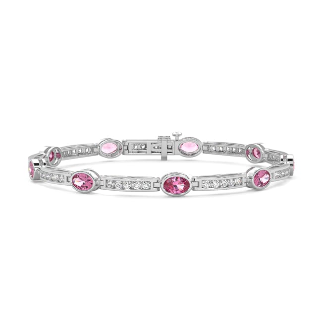 14k Gold Pink Sapphire Round Diamond Bracelet (5.85.cts.tw)