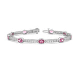 14k Gold Pink Sapphire Round Diamond Bracelet (5.85.cts.tw)