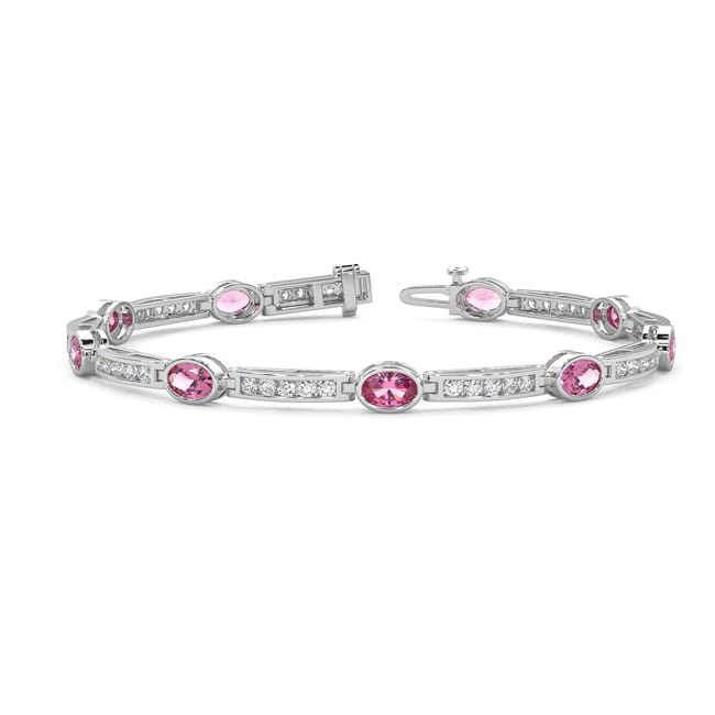 14k Gold Pink Sapphire Round Diamond Bracelet (5.85.cts.tw)
