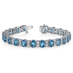 14k Gold Blue Topaz Diamond Tennis Bracelet (15.50.cts.tw)