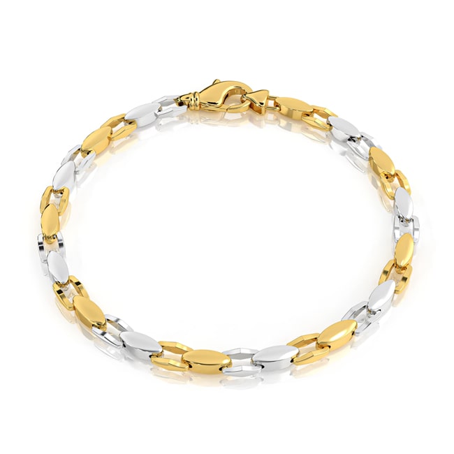 14k Gold Two-Tone Designer Link Bracelet (17.5.gr.tw)