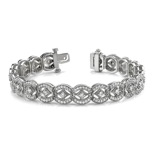 14k Solid Gold Antique Look Diamond Bracelet (4.08.cts.tw)