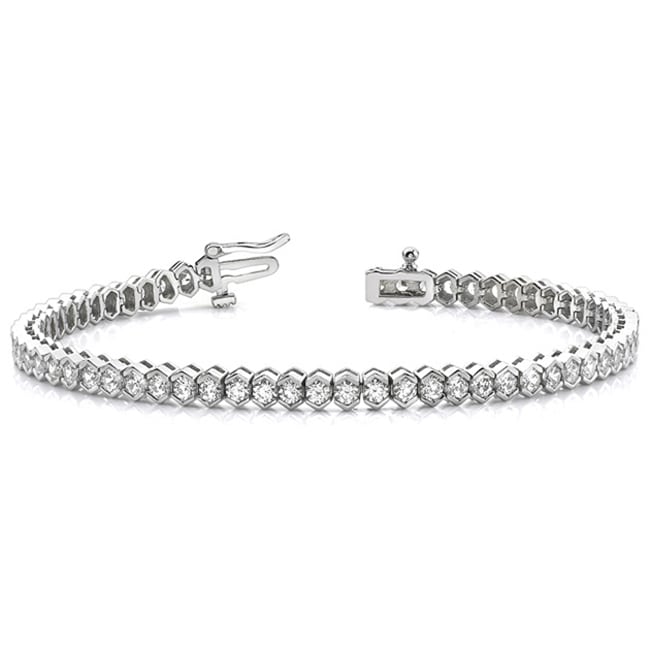 14k Gold Bezel Diamond Tennis Bracelet (2.92.cts.tw)