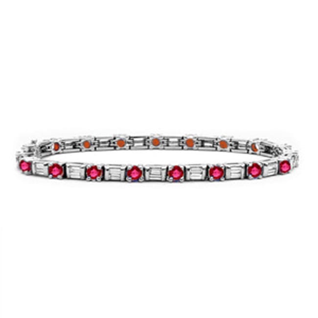 14k Gold Ruby baguette Diamond Tennis Bracelet (5.50.cts.tw)