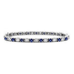 14k Gold Tennis Diamond Sapphire baguette Bracelet (5.50 cts.tw)