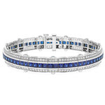 14k Gold Art Deco Style Sapphire Diamond Bracelet (5.30.cts.tw)