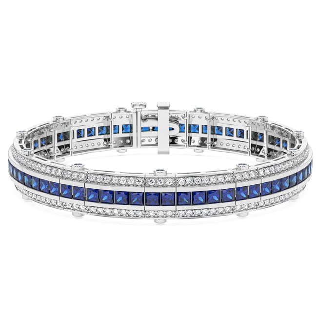 14k Gold Art Deco Style Sapphire Diamond Bracelet (5.30.cts.tw)