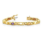 14k Emerald-Cut Multi Colored Gemstone Bracelet (3.0.cts.tw)