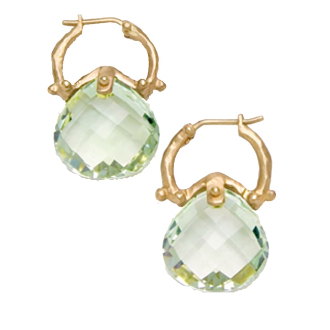 14k Gold Tear-Drop Checkboard Quartz Briolette Earring (10.0.cts.tw)
