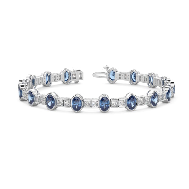 14k Gold Royal Blue Sapphire Diamond Bracelet (12.0.cts.tw)