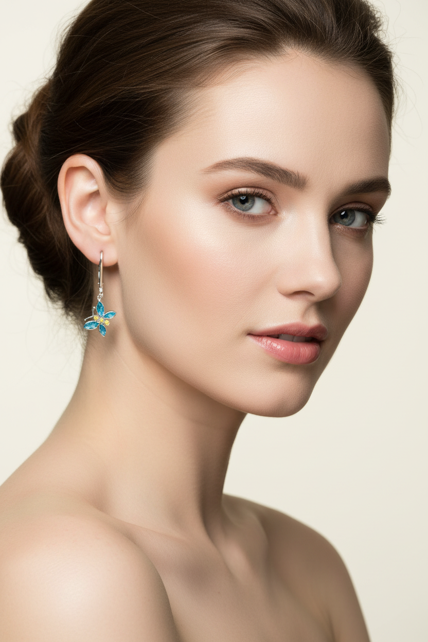Butterfly Earrings on Model
