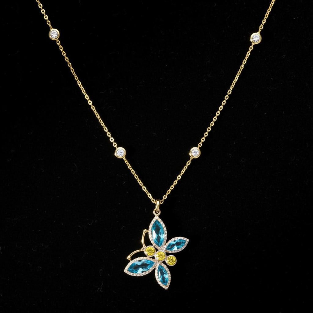 Butterfly Necklace - Flat Lay