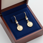 Cherub Earrings in Royal Blue Wooden Box