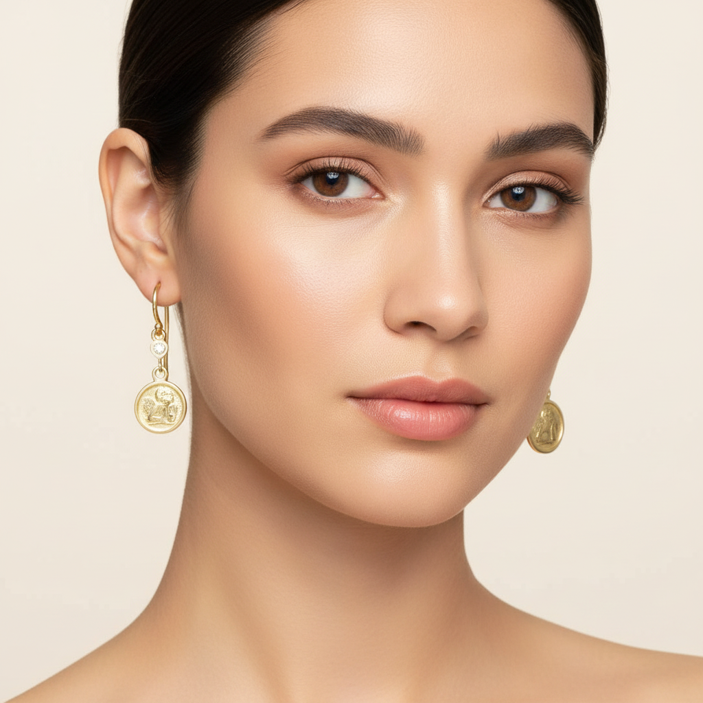 Cherub Earrings Model Editorial