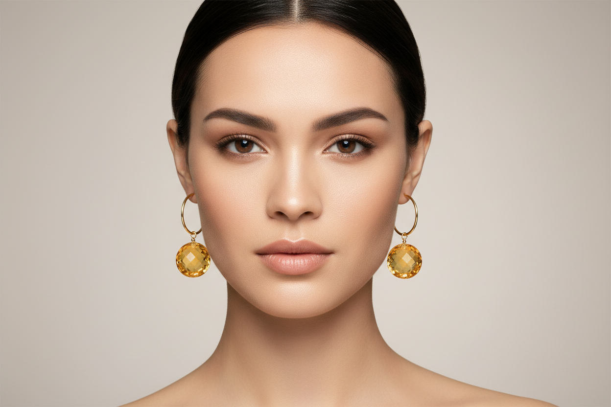 Citrine Chandelier Earrings on Model