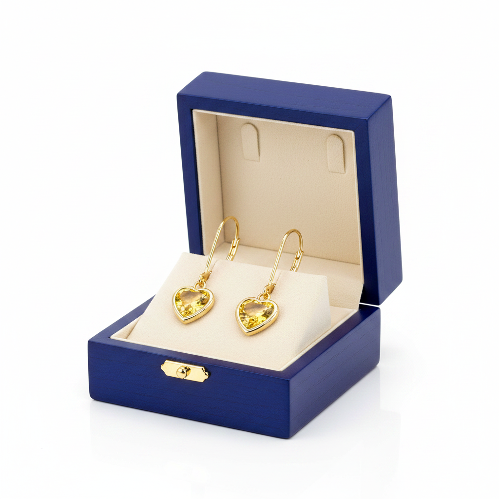 Citrine Earrings in Royal Blue Box