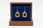 Citrine Pear Earrings in Wooden Royal Blue Box