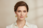 Citrine Pear Earrings on Model