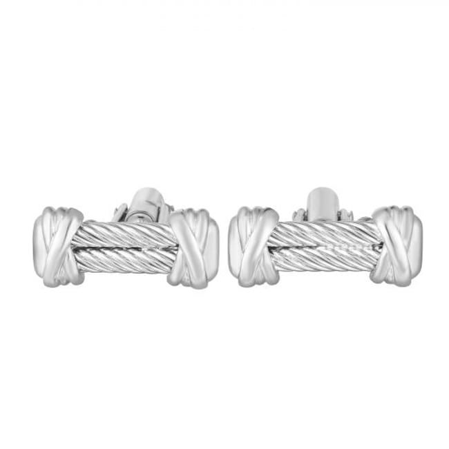 Sterling Silver Textured Italian Cable Cuff Link