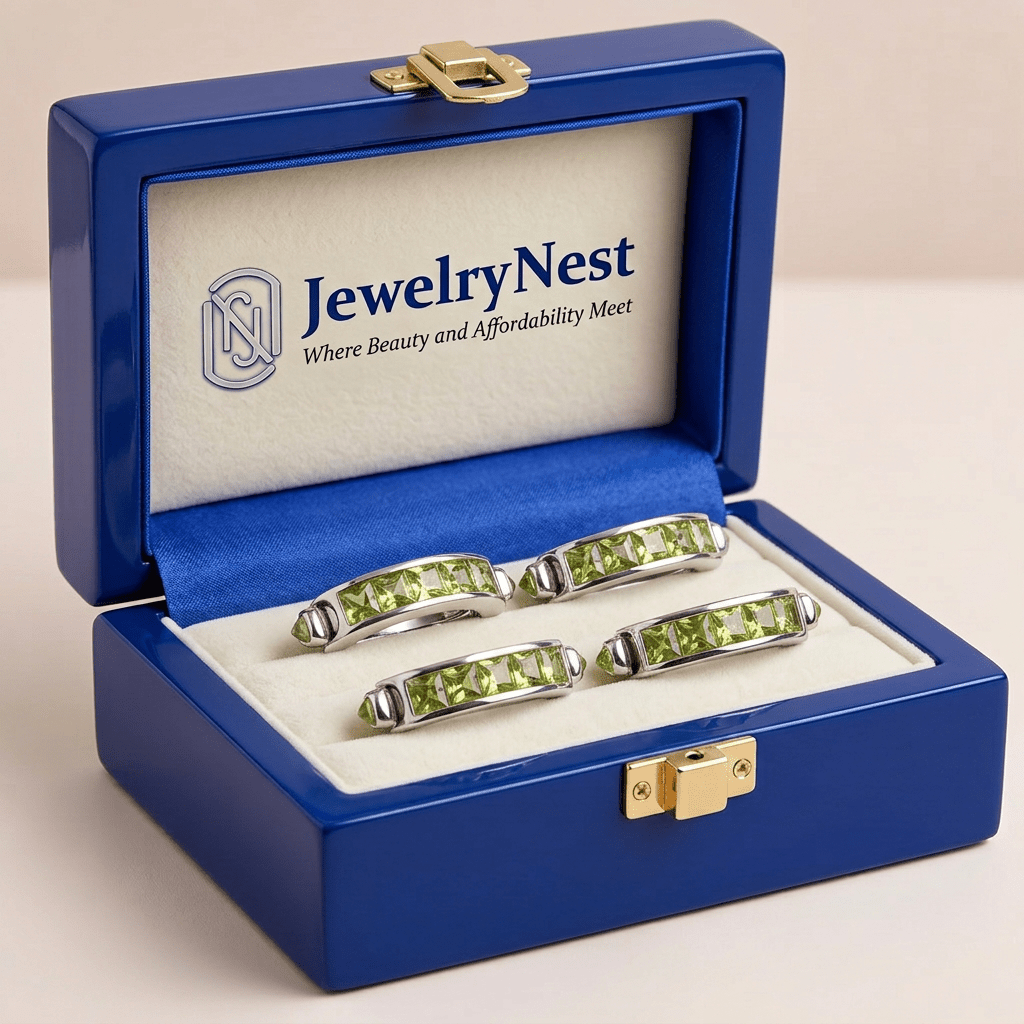 18K Gold Art Deco Reproduction Peridot Cufflink (8.53 cts.tw) - JewelryNest LLC