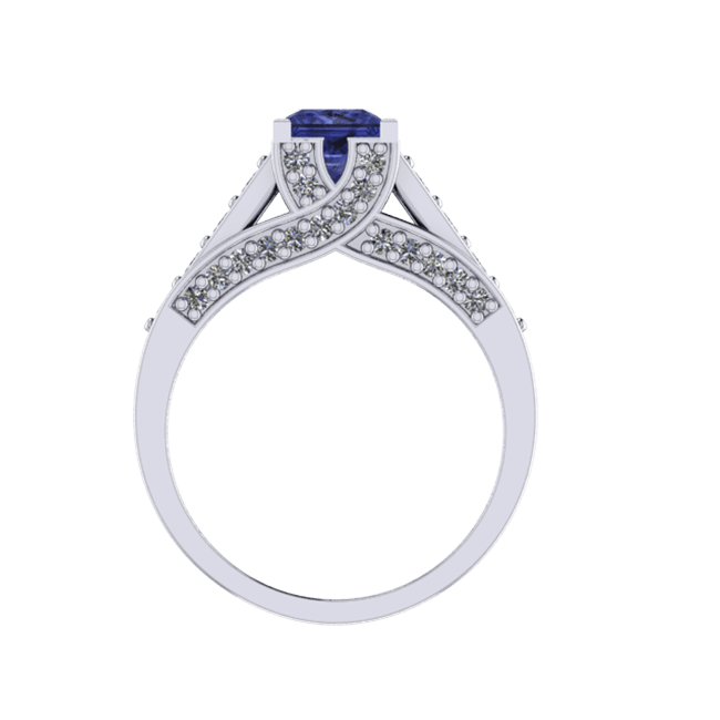 14k Gold Square Tanzanite Diamond Ring (1.53.cts.tw)