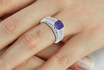 14k Gold Square Tanzanite Diamond Ring On Woman Hand (1.53.cts.tw)