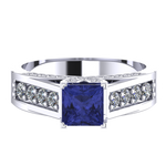 14k Gold Square Tanzanite Diamond Ring (1.53.cts.tw)