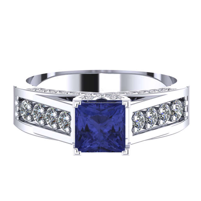 14k Gold Square Tanzanite Diamond Ring (1.53.cts.tw)