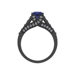14k Black Gold Square Tanzanite Diamond Ring (1.53.cts.tw)