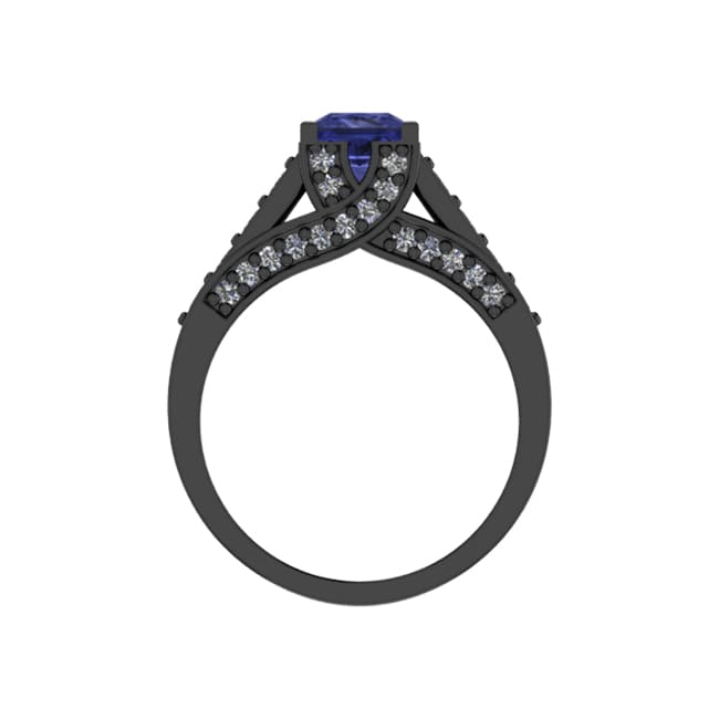 14k Black Gold Square Tanzanite Diamond Ring (1.53.cts.tw)