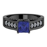 14k Black Gold Square Tanzanite Diamond Ring (1.53.cts.tw)