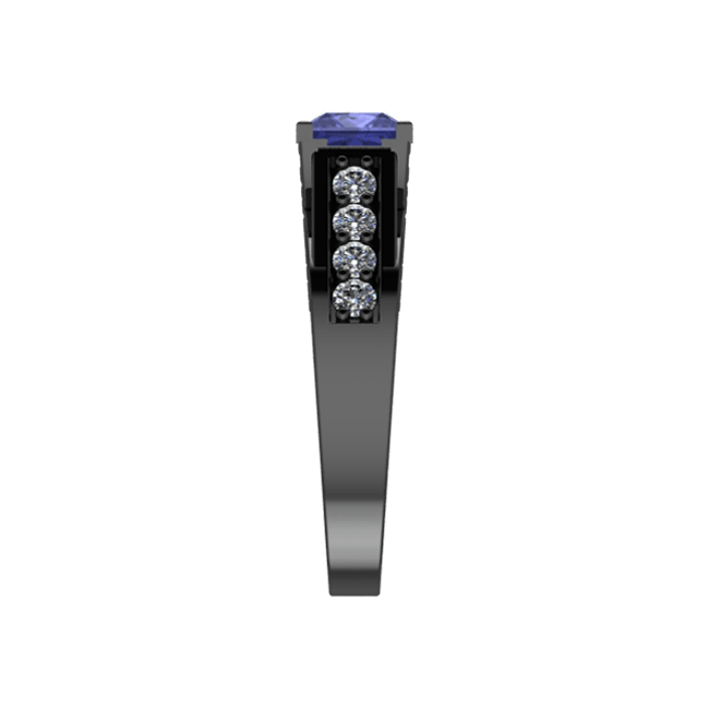 14k Black Gold Square Tanzanite Diamond Ring (1.53.cts.tw)