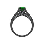 14k Black Gold Square Tsvorite Ring Diamond Ring (1.53.cts.tw)