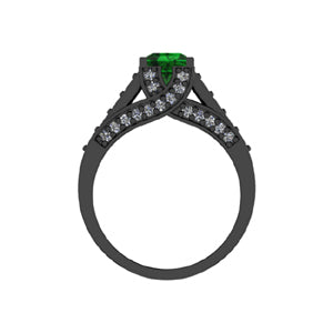 14k Black Gold Square Tsvorite Ring Diamond Ring (1.53.cts.tw)