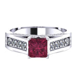 14k Gold Square Pink Tourmaline Diamond Ring (1.53.cts.tw)