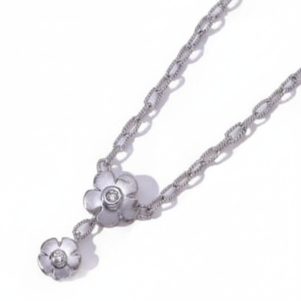 Daisy Necklace - White Gold BG