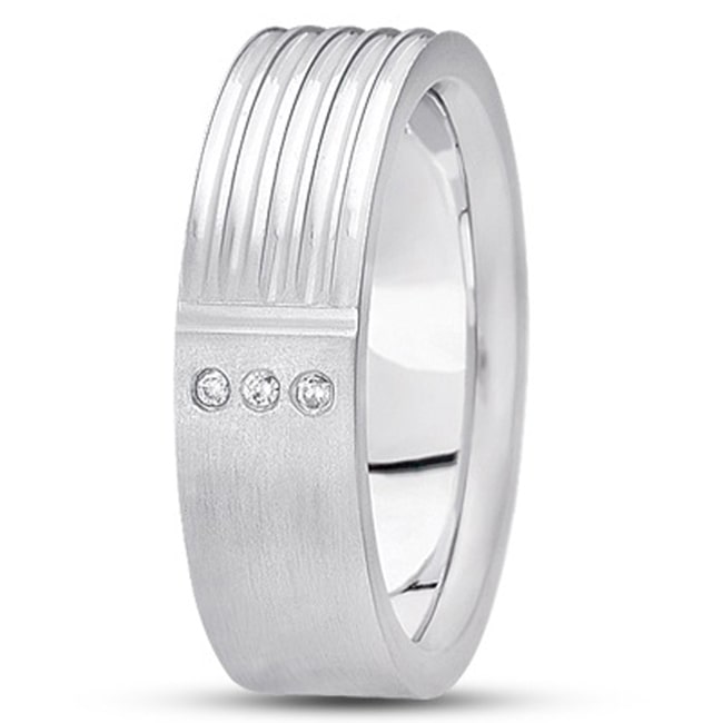 14k White Gold Round Diamond Wedding Band (0.06 ct.tw)