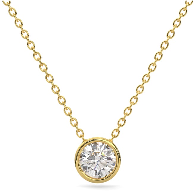 14k Yellow Round C.V.D Diamond Pendant Necklace (1.0.ct.tw)