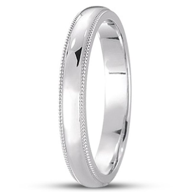 14k Gold Dome Comfort Fit Milligrain Wedding Band (3.0.mm)