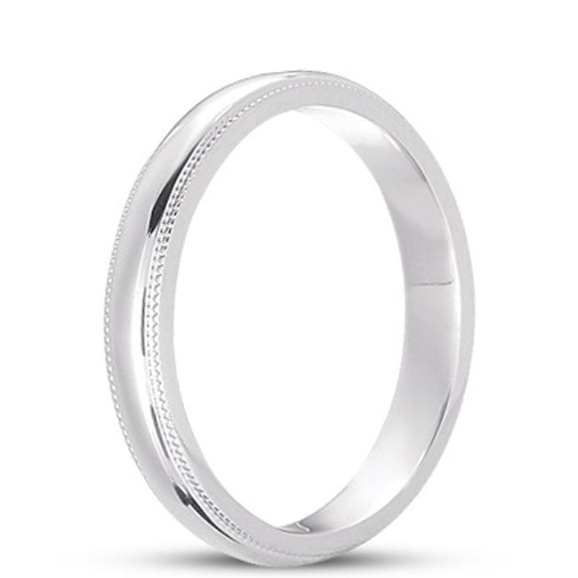 14k Gold Dome Comfort Fit Milligrain Wedding Band (3.0.mm)