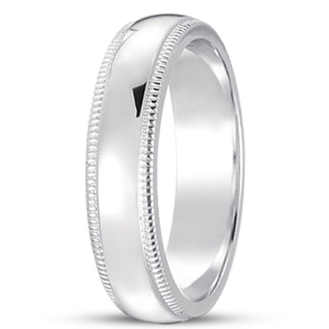 14k Comfort Fit Milligrain Designer Dome Wedding Band (5.0.mm)