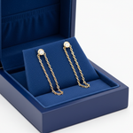 Diamond chain earrings in blue box