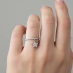 Diamond Dangle Star Ring on Hand