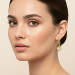Diamond Heart Earrings on Model