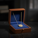 14k gold halo diamond initial disc necklace by JewelryNest, featuring a personalized initial pendant with sparkling diamonds in a gift box.