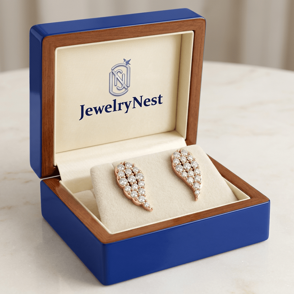 14K Rose Pink Diamond Cluster Leaves Stud (0.84.ct.tw) - JewelryNest LLC