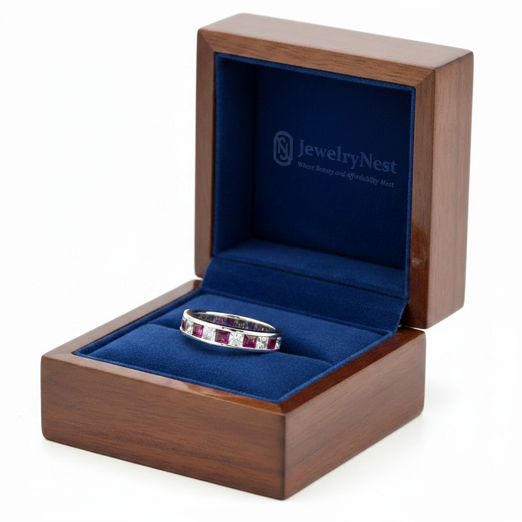 Diamond Ruby Eternity Band in JewelryNest Box
